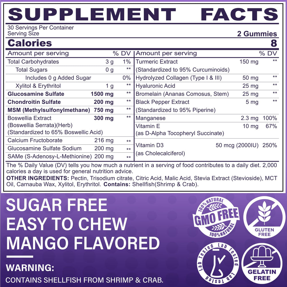 LILICARE gummies mango serving on a white surface for daily joint support