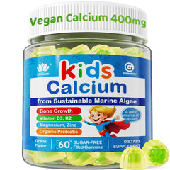 LILICARE Kids Calcium Gummies grape flavor for tasty, sugar-free bone support.