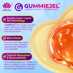 LILICARE gummies cross-section emphasizes center-filled design and freshness.