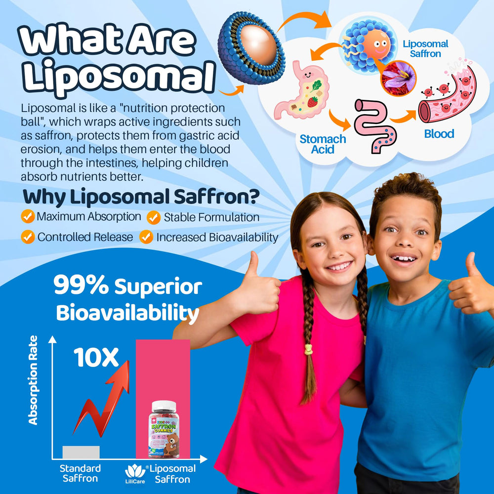 LILICARE saffron gummies bottle with label emphasizing ingredients and quality