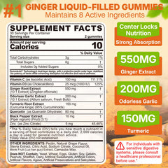 Liquid-filled ginger gummies designed for enhanced absorption and easier consumption.