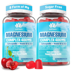 LILICARE Magnesium Complex Gummies bottle front showing vegan sugar-free formula for calm support.