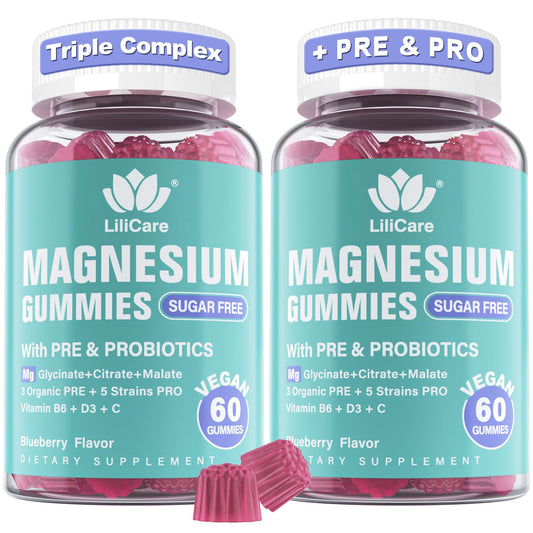 LILICARE Magnesium Complex Gummies bottle with vegan sugar-free formula