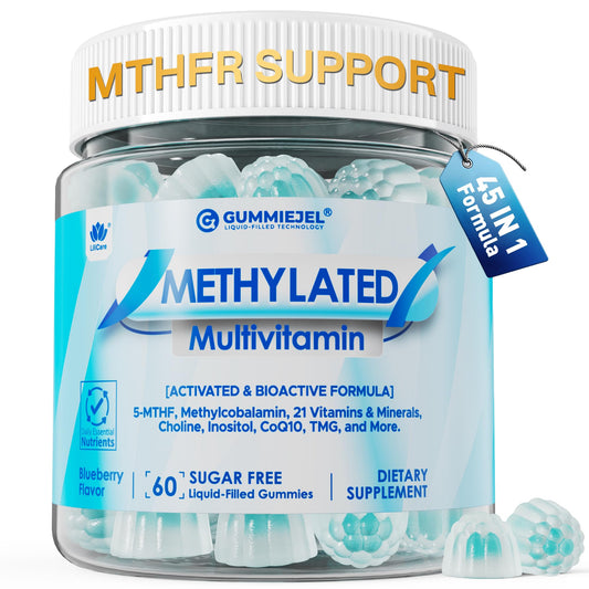 LILICARE methylated multivitamin gummies bottle front showing daily energy support.