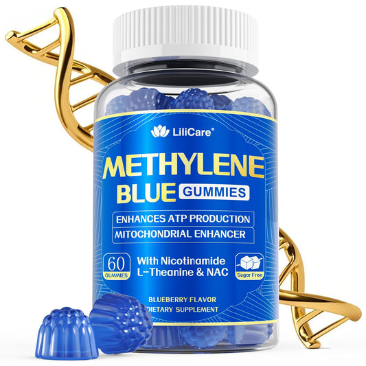 LILICARE Methylene Blue Gummies bottle pour supports steady brain energy.