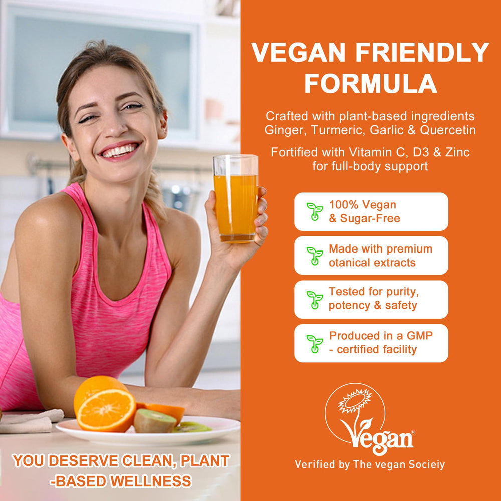 Quercetin and vitamins D3 and C in a gummy form for antioxidant and immune-friendly support.