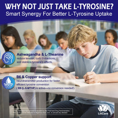 LILICARE Tyrosine ingredients panel highlighting L-tyrosine and L-theanine