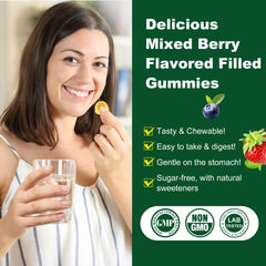 LILICARE vitamin-enriched gummies showing C, E, D3 and zinc for antioxidant synergy.
