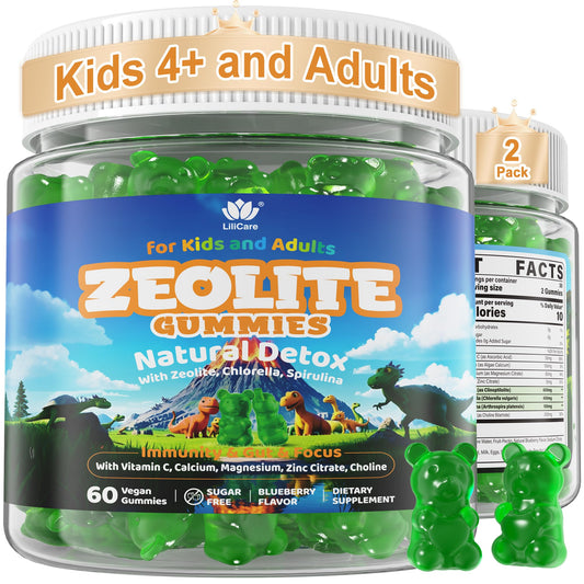 LILICARE Zeolite Detox gummies bottle shows family-friendly detox support for daily wellness.