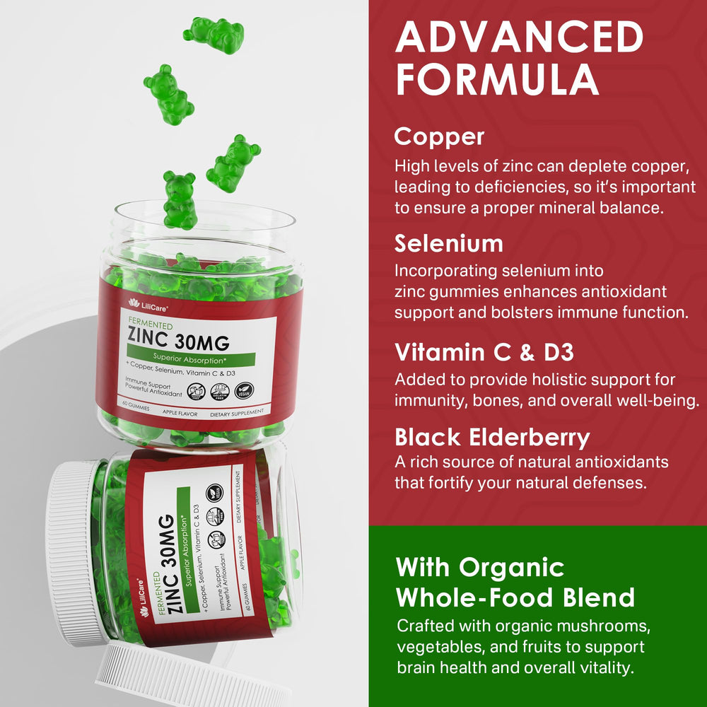 LILICARE Zinc Gummies elderberry blend indicating antioxidant support