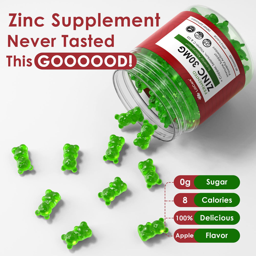 LILICARE Zinc Gummies bottle on a counter for easy daily use