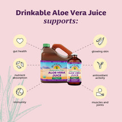 Lily of the Desert aloe juice pour into a glass with ice for a refreshing daily ritual.