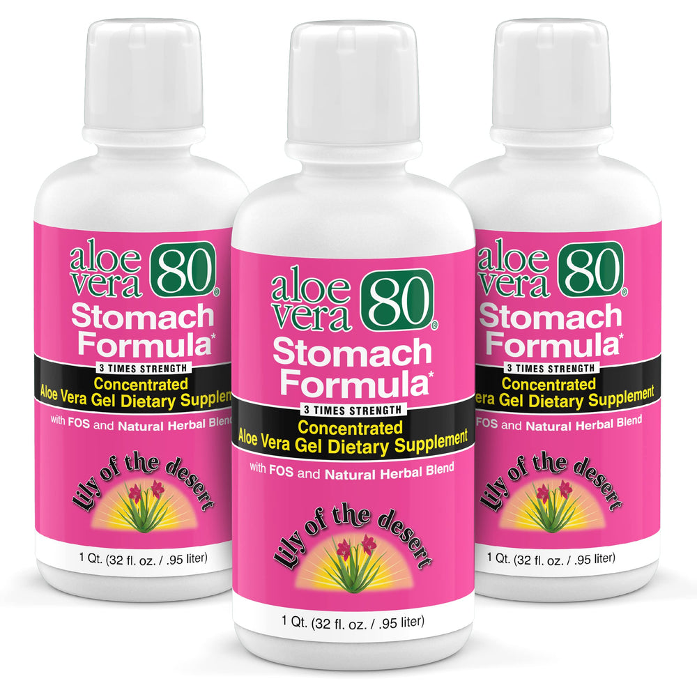 Lily Of The Desert Stomach Formula bottle showing aloe blend for digestion.