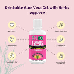 Lily Of The Desert Stomach Formula liquid flows into a cup for easy mixing.