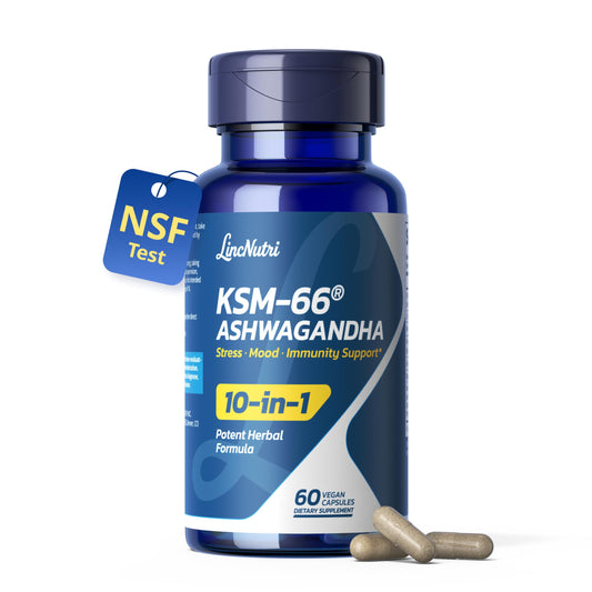LincNutri KSM-66 Ashwagandha bottle for cortisol balance and stress resilience