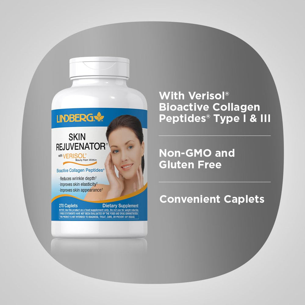 Lindberg Skin Rejuvenator tablets pour illustrating easy daily dosage.