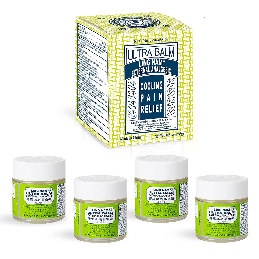 Ling Nam Ultra Balm four-pack packaging for convenient home use.
