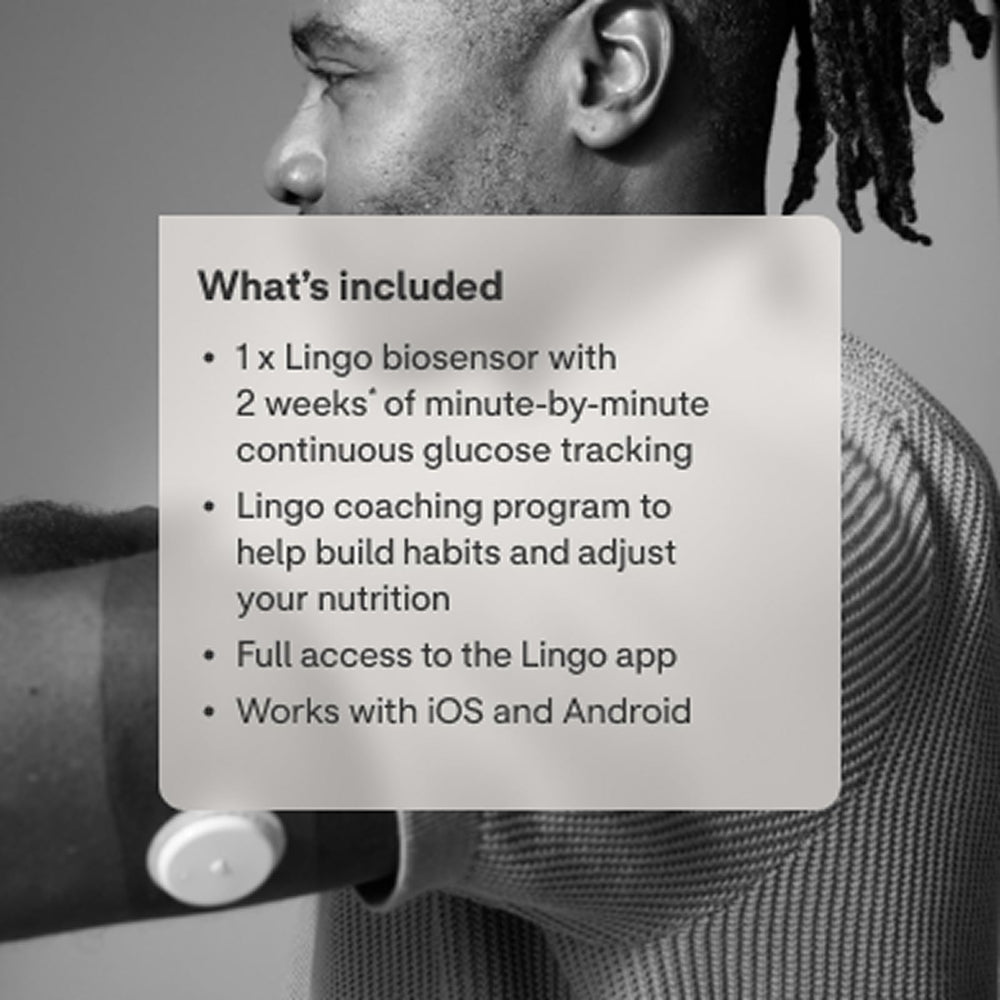 Lingo biosensor replacement program highlighting free replacement policy.