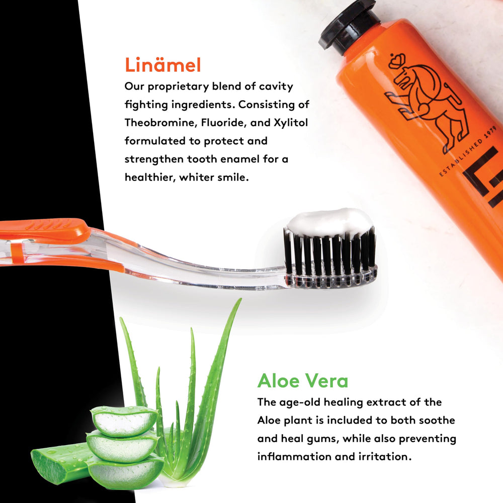 LINHART Linämel toothpaste emphasizes enamel-strength with theobromine and acid protection.