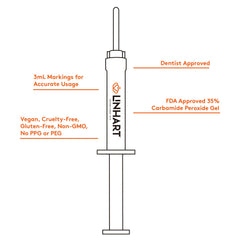 LINHART professional gel syringes deliver 35% carbamide peroxide whitening
