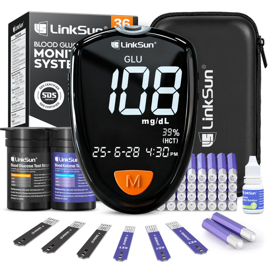 LinkSun M26-K glucose/ketone meter with strips for quick home testing