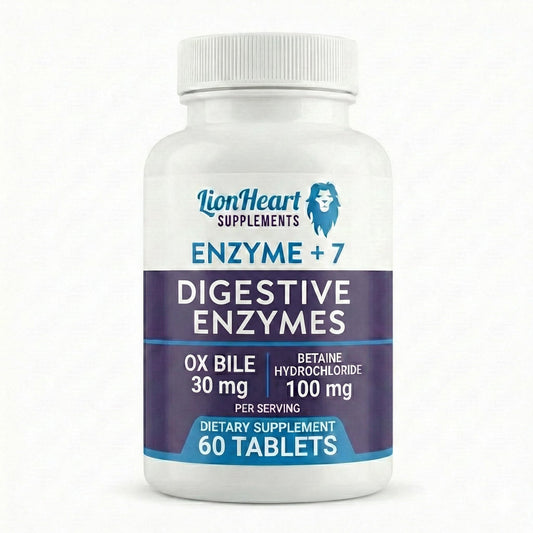 LionHeart Digestive Enzymes ox bile bottle aids after-meal comfort