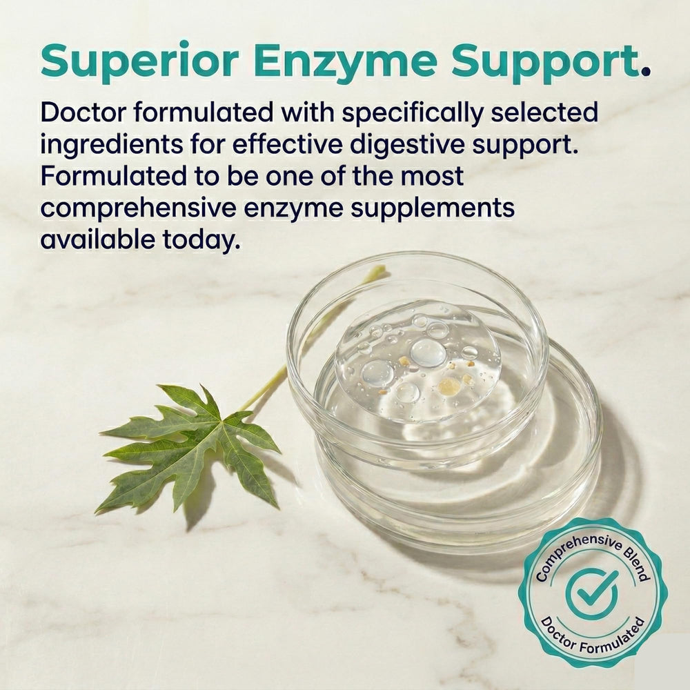 LionHeart Enteric-Coated Enzyme tablets illustrate delayed release for targeted digestion.