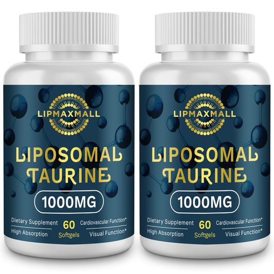 Lipmaxmall liposomal taurine 1000mg softgels bottle for daily heart and energy support