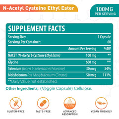 Lipmaxmall NACET with glycine 600mg blend highlights synergistic ingredients for antioxidant potential