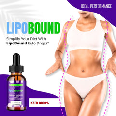 Lipobound Drops ingredient panel shows natural keto components.