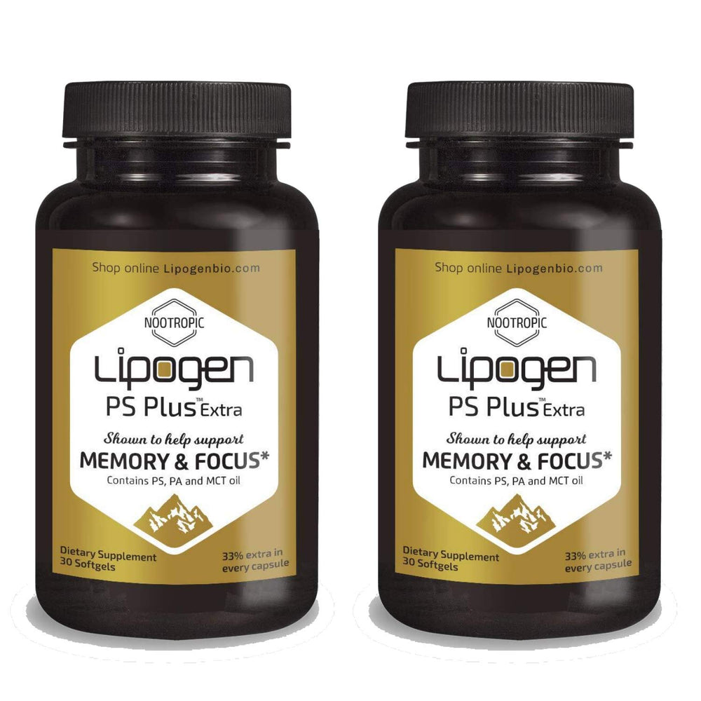 Lipogen PS Plus Extra bottle front view for daily cognitive support.