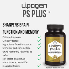 Lipogen PS Plus softgels close-up for easy daily use.