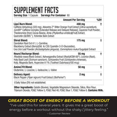 LIPORUSH NDS Nutrition XT capsule featuring L-Carnitine for daytime energy