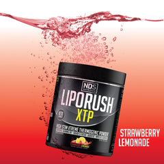 Liporush XTP bottle at the gym signifying energy and endurance