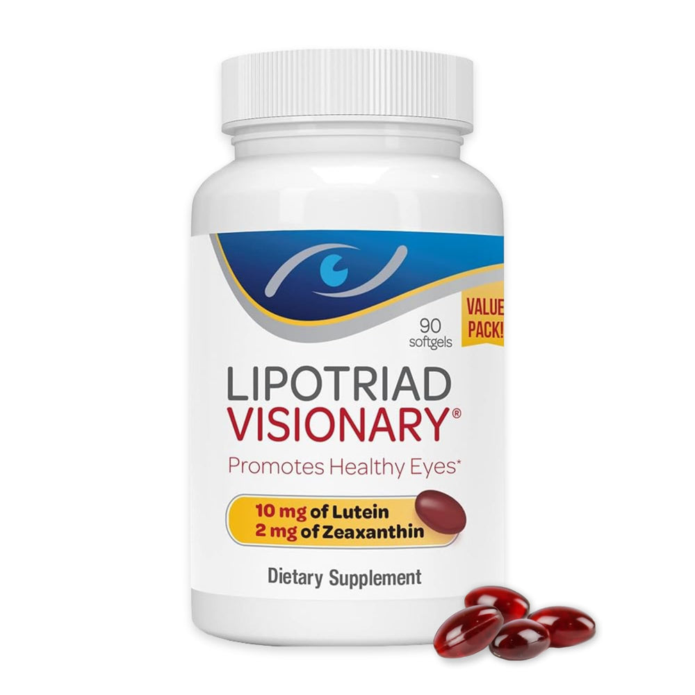 Lipotriad Visionary Eye softgel bottle for daily eye nutrient support.