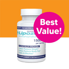 Lipozene capsules close-up highlighting fullness-support glucomannan.