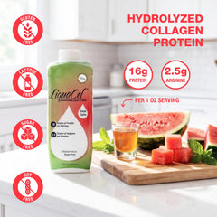 LiquaCel collagen peptides close-up shows essential amino acids for daily protein goals.
