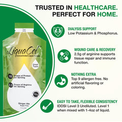 LiquaCel ginger ale protein being poured into water for mixing.