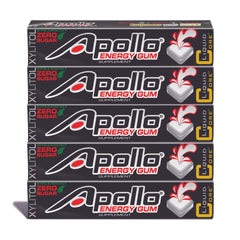 Liquid Core Apollo Energy Gum packaging highlights brand and portability for on-the-go energy.