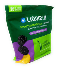 Liquid I.V. energy multiplier Blackberry Peach powder for a quick daytime boost