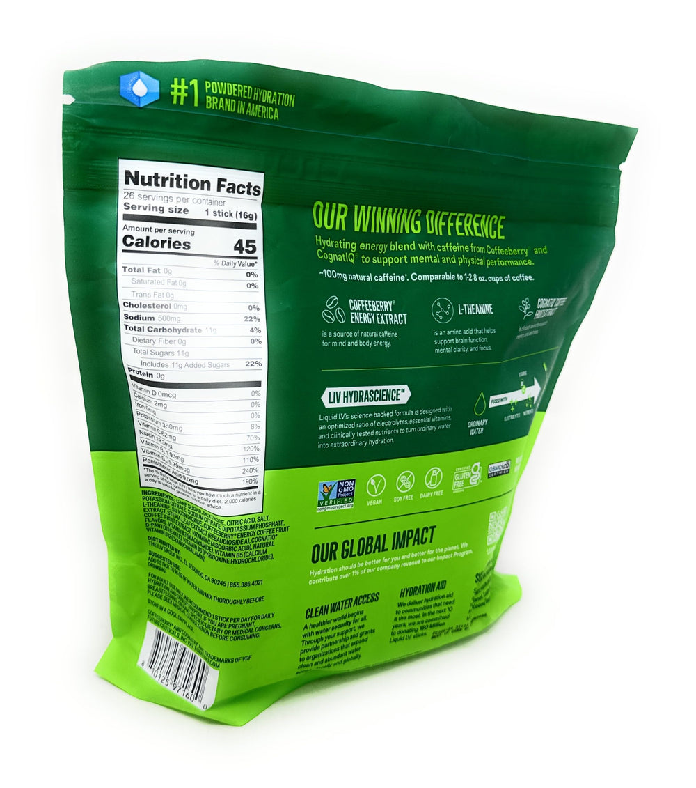 Liquid I.V. resealable pouch with 26 servings for travel-friendly hydration