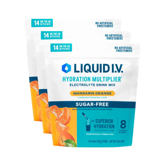 Liquid I.V. Hydration Multiplier Sugar Free Mandarin Orange pack for on-the-go hydration.