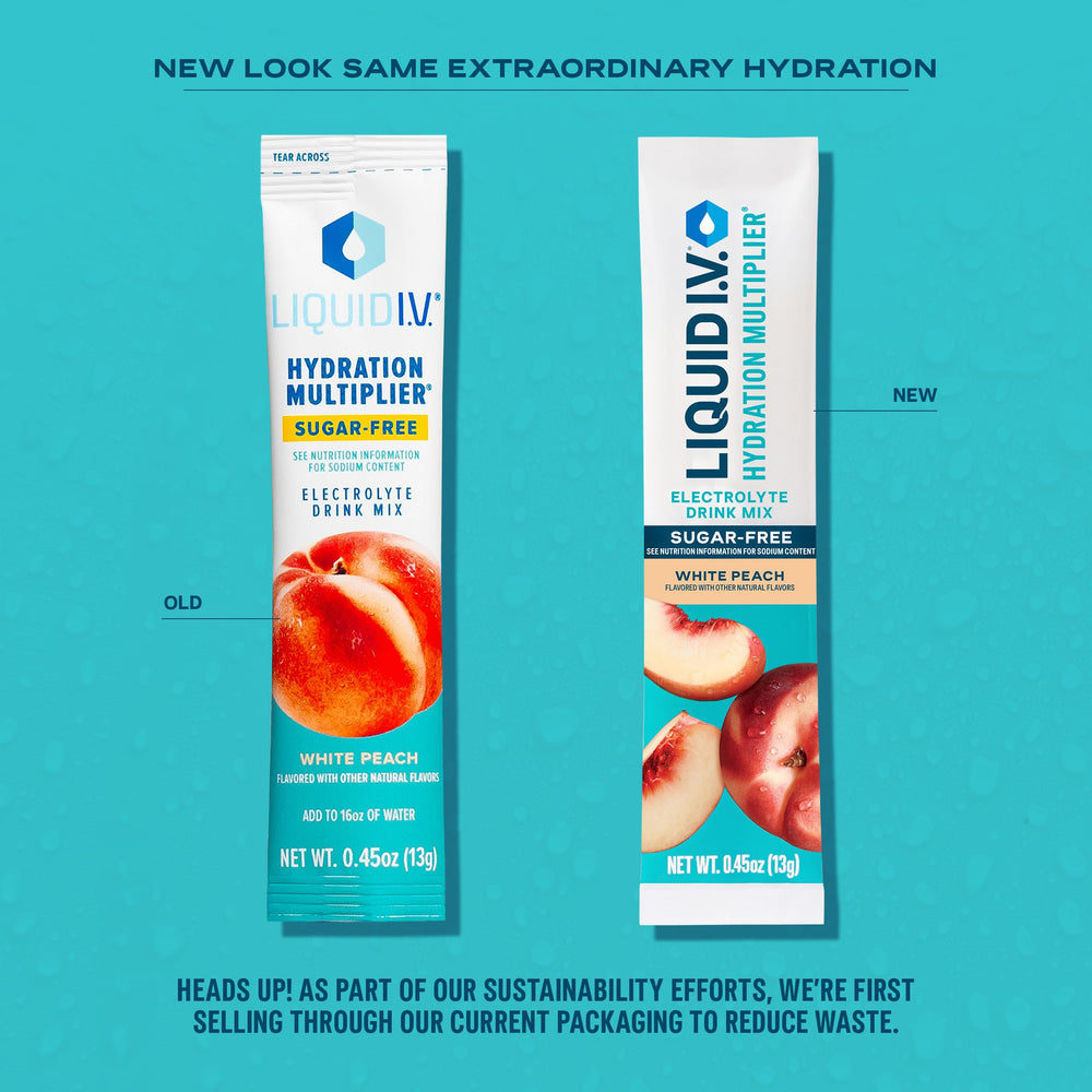 Liquid I.V. Hydration Multiplier Sugar-Free White Peach in a glass of water