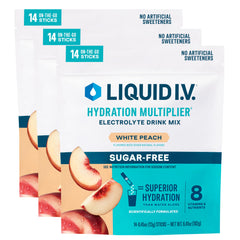 Liquid I.V. Hydration Multiplier Sugar-Free White Peach packet for on-the-go hydration