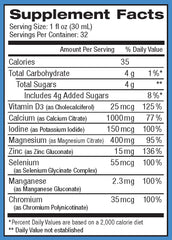 Liquid ReViva Calcium Twin Pack bottle pour, easy dosing for on-the-go wellness.