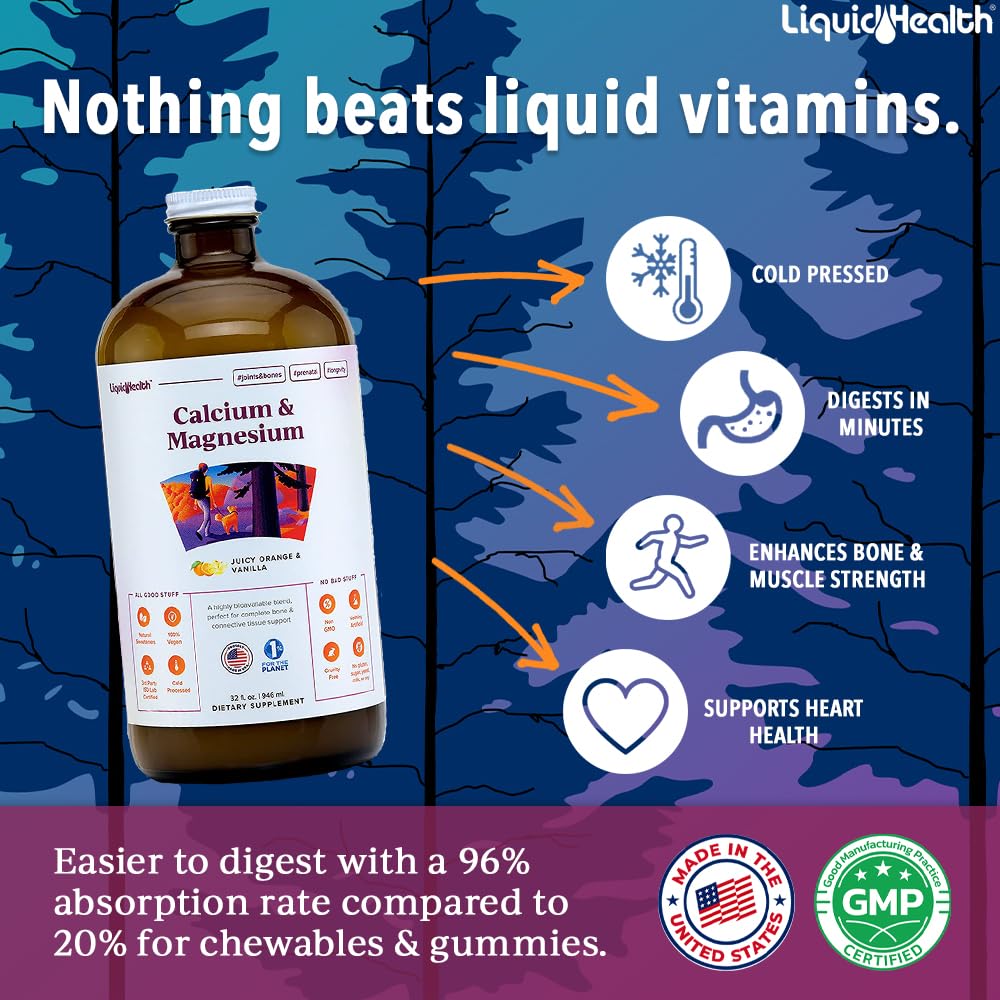 LIQUIDHEALTH calcium magnesium pour demonstrates easy mixing with beverages.