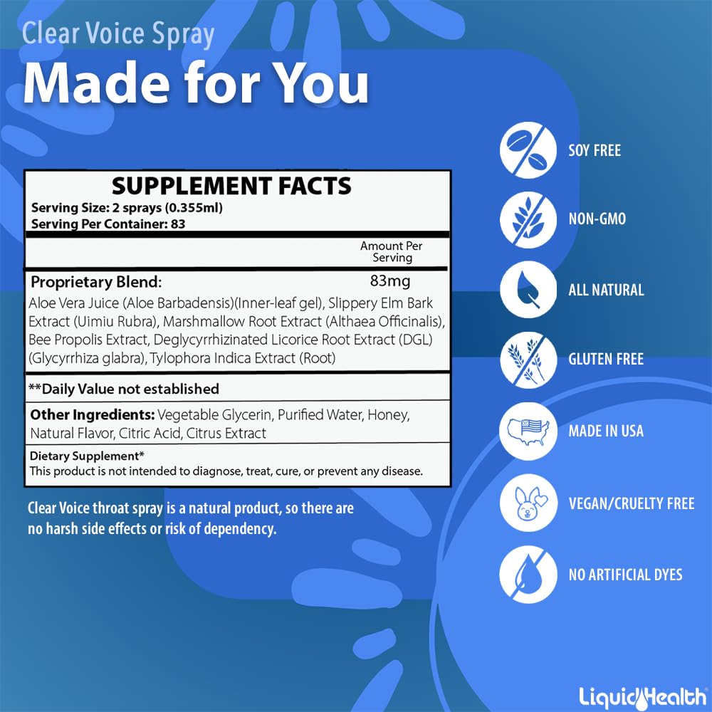 LIQUIDHEALTH Clear Voice pre-show spray supports warmups and stage performance