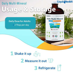 LIQUIDHEALTH Daily Multi Mineral label image signifies USA-made, allergen-free formula.
