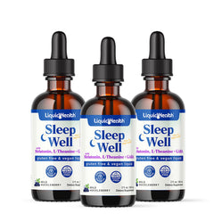 LIQUIDHEALTH Sleep Well Drops bottle promotes calm nights and relaxed routine.