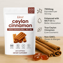 LIRAE Ceylon Cinnamon bottle label shows gluten-free and non-GMO assurances